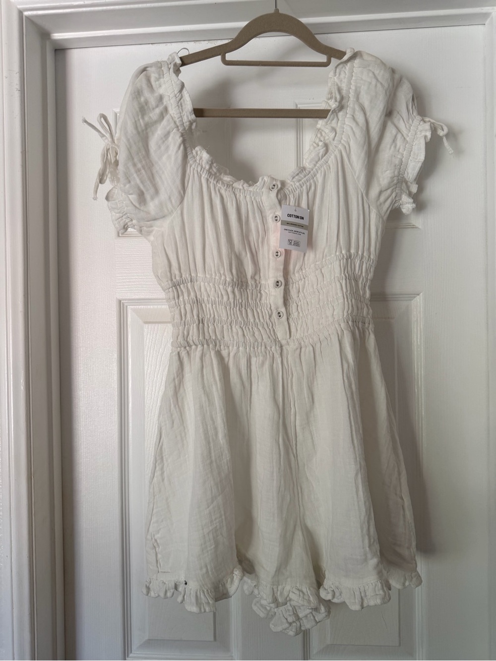 Cotton On Cream Women’s Smocked Romper Shorts